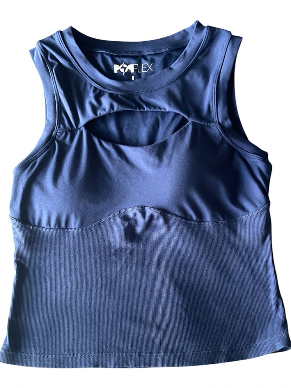 Popflex Peekaboo crew tank in sapphire size Large